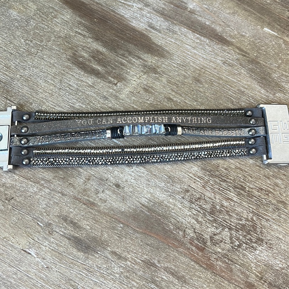 “You can accomplish anything” and “You are Blessed and beautiful” stack bracelet